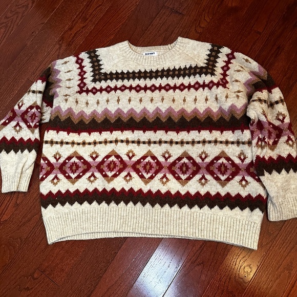 Old Navy XL Fair Isle Oversized Crew Neck Sweater - Picture 1 of 9